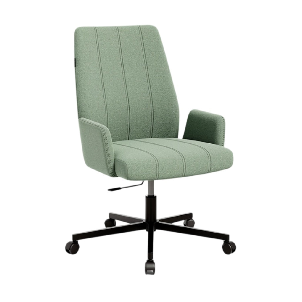 **Cadeira de Escritório Ajustável em Tecido Verde com Base Giratória**