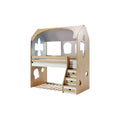 **Cama de Madeira em Torre com Escada e Design Infantil**
