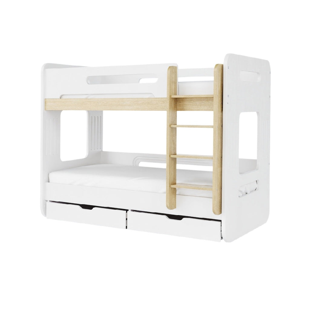 **Título Técnico: Cama Beliche com Design Moderno e Armazenamento**