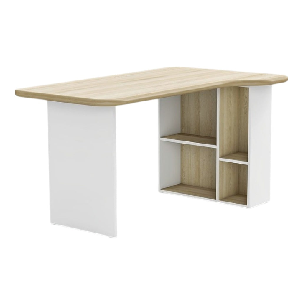 **Mesa de Escritório com Prateleiras Integradas**